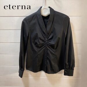 ETERNA – Black Ruched Button-Up Shirt size 38
